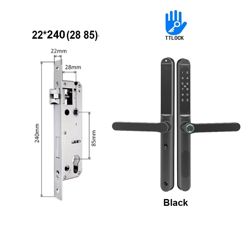 TTLock App Smart Aluminum Door Lock Waterproof Fingerprint Digital Password RFID Card Remote Electronic Sliding Glass Door Lock