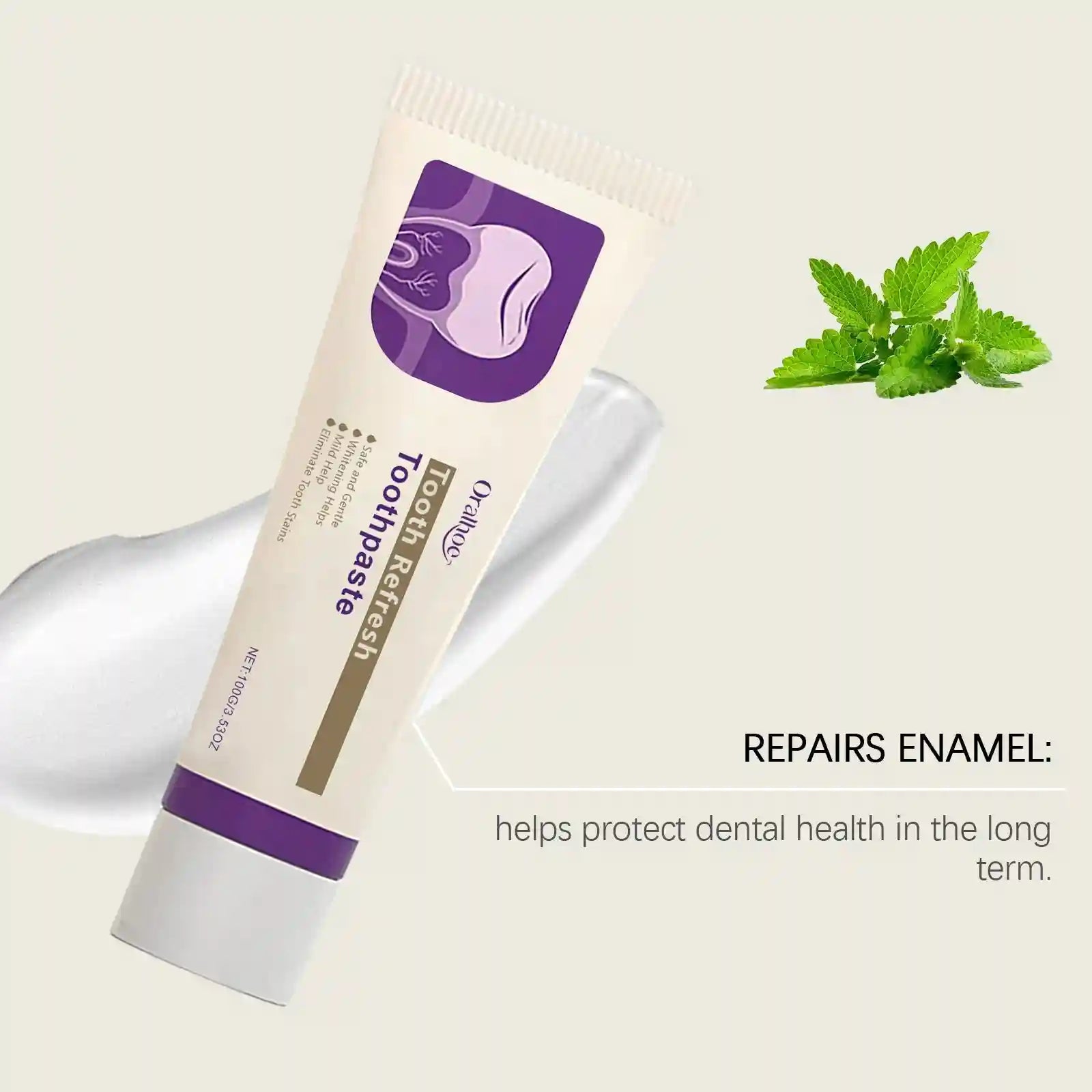 Tidesmit Hydroxyapatite teeth whitening toothpaste for deep stain removal and lasting fresh breath.