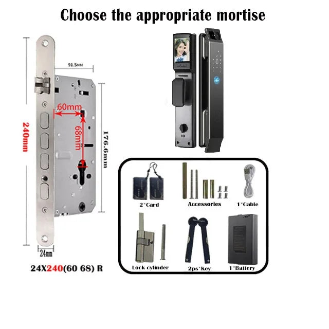 3D Face Recognition Door Lock Tuya App Can Video Intercom Unlock Digital Smart Lock Fingerprint Key Card Nfc Phone Lock