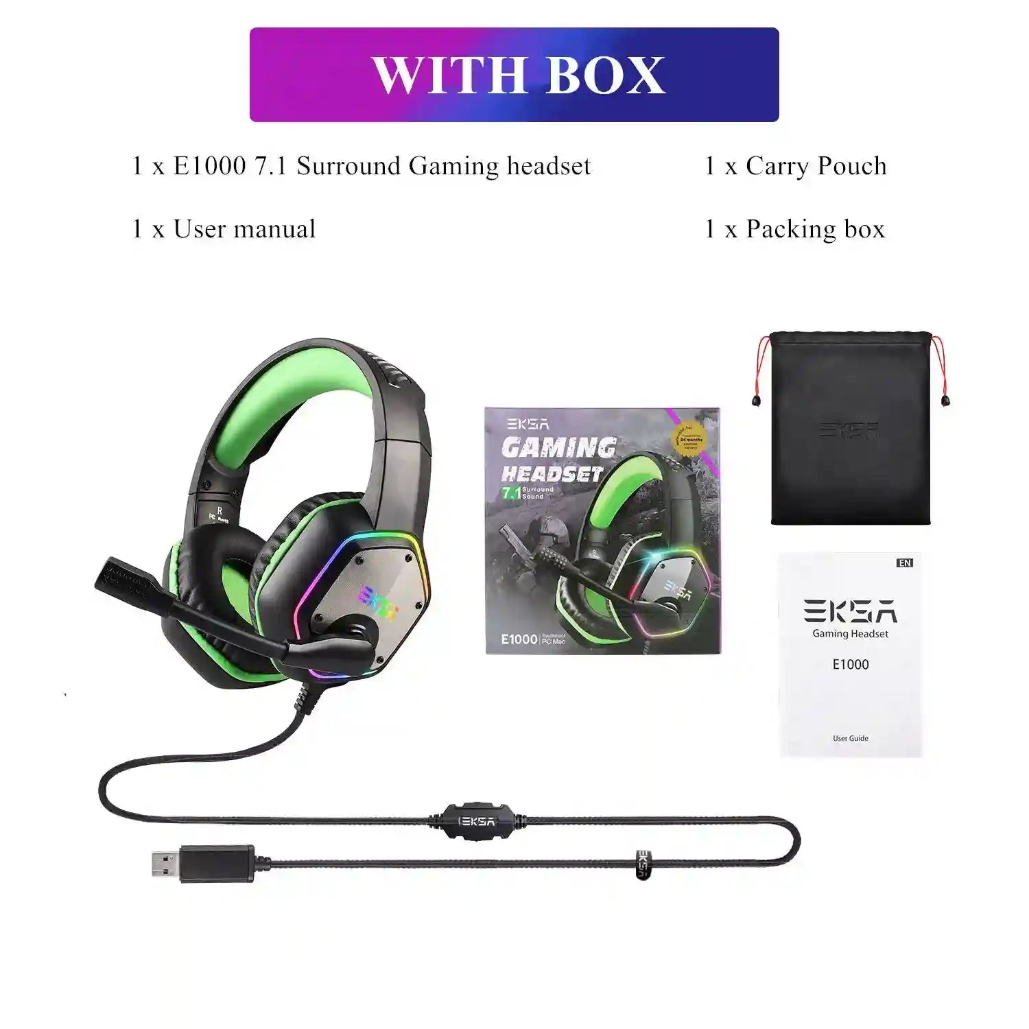 Wireless Gaming Headset with Mic - 7.1 Surround Sound for PC and PS5 Green with Box China Mainland Tidesmit