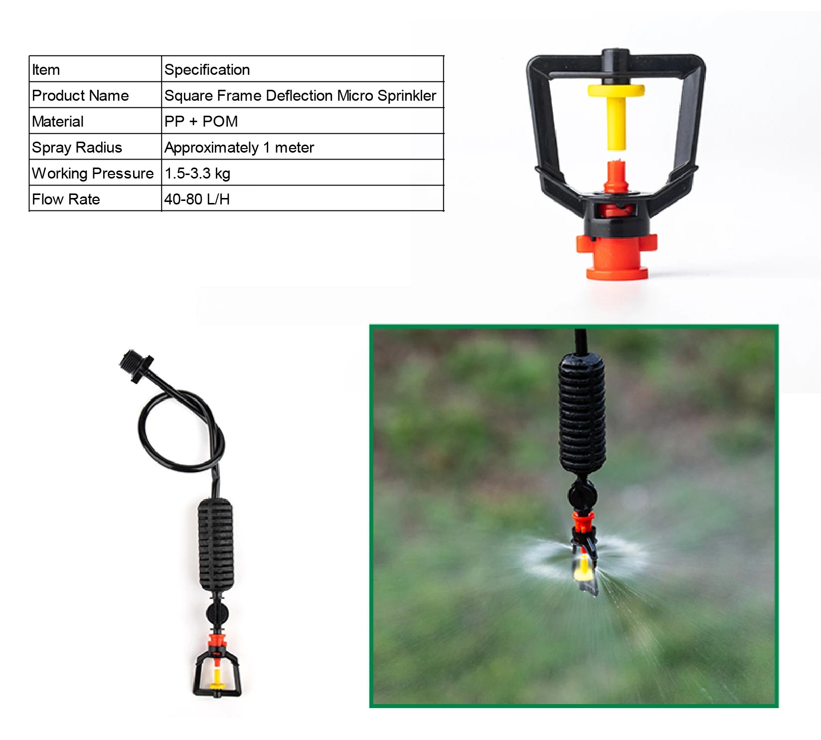 Inverted Micro Sprinkler Nozzle Set 360 Rotating Misting Spray Irrigation Sprayer Cooling Dust Garden Greenhouse