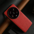 Xiaomi 14 Ultra Leather Case - Litchi Pattern Slim Fit Protection Red China Mainland Tidesmit