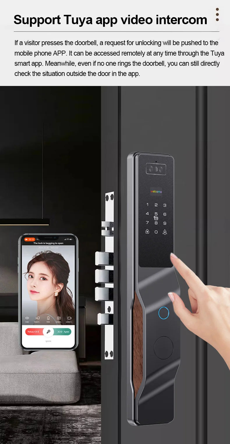Tuya Smart Lock With Camera, Password, And Facial Recognition Unlocking - Remote Unlocking Smart Intelligent Lock