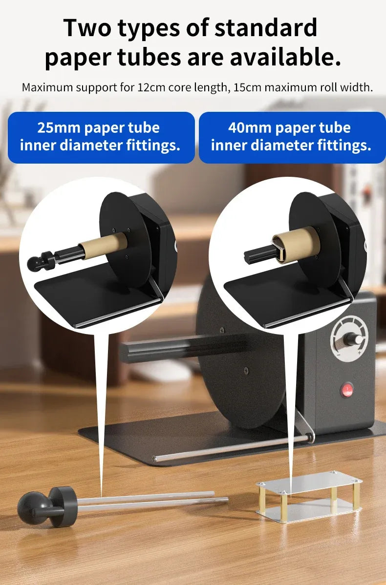 Stepless Speed Adjustable Label Rewinder Auto-sensing Barcode Label Dispenser for Industrial and Office Label Rewinding Projects