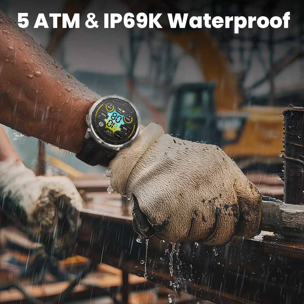 KOSPET TANK T4C Smart & Rugged Watch for Men Military-Grade Body with GPS Health Tracking & On-Wrist Flashlight 5ATM Waterproof