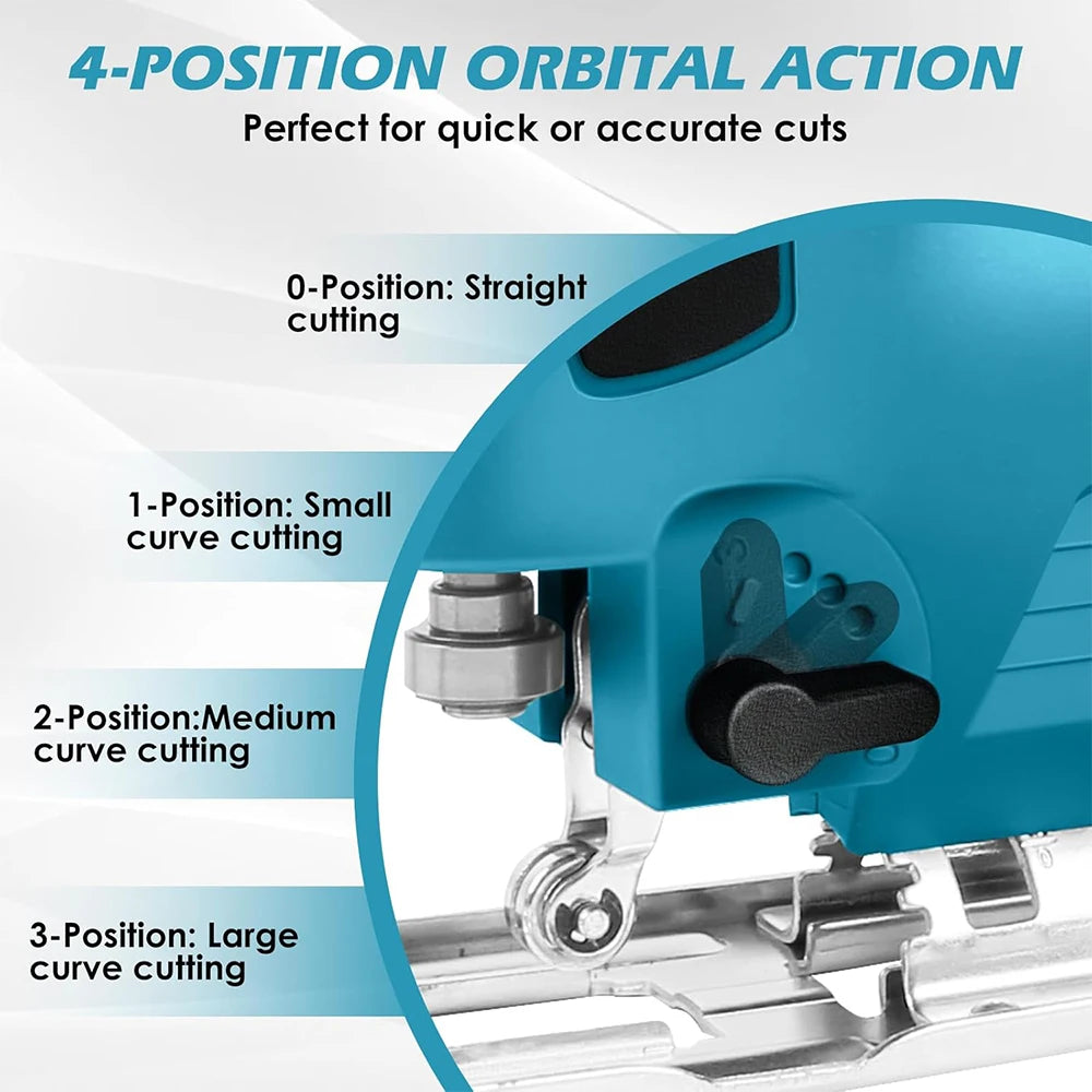 Podofo 2600RPM Electric Cordless Curved Saw Jig Saw Woodworking Cutting Machine for Makita 18V Battery