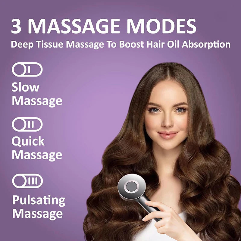 Electric Scalp Massager Comb for Hair Growth - Portable Red or Gray Device Relaxation Treatment Tidesmit
