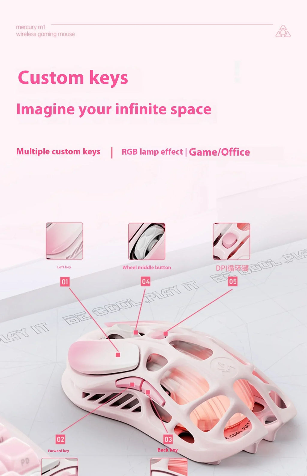 GravaStar Mercury M2 M1 Wireless Gaming Mouse Alloy 26000 DPI PAW3395DM Sensor Lightweight Hollowed Out Design RGB E-sports Mice