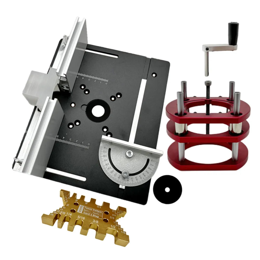 Woodworking Router Lift System and Aluminum Top Plate for 65mm Diameter Motors Workbench Trimmer Engraving Machine DIY Tools