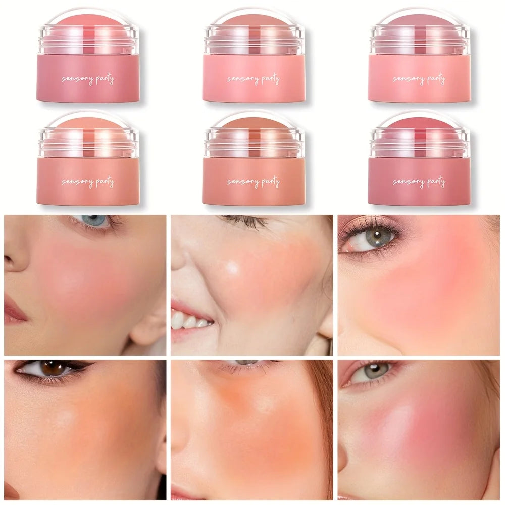 Tidesmit waterproof blush cream in 6 shades showing texture and swatch for long-lasting face makeup application