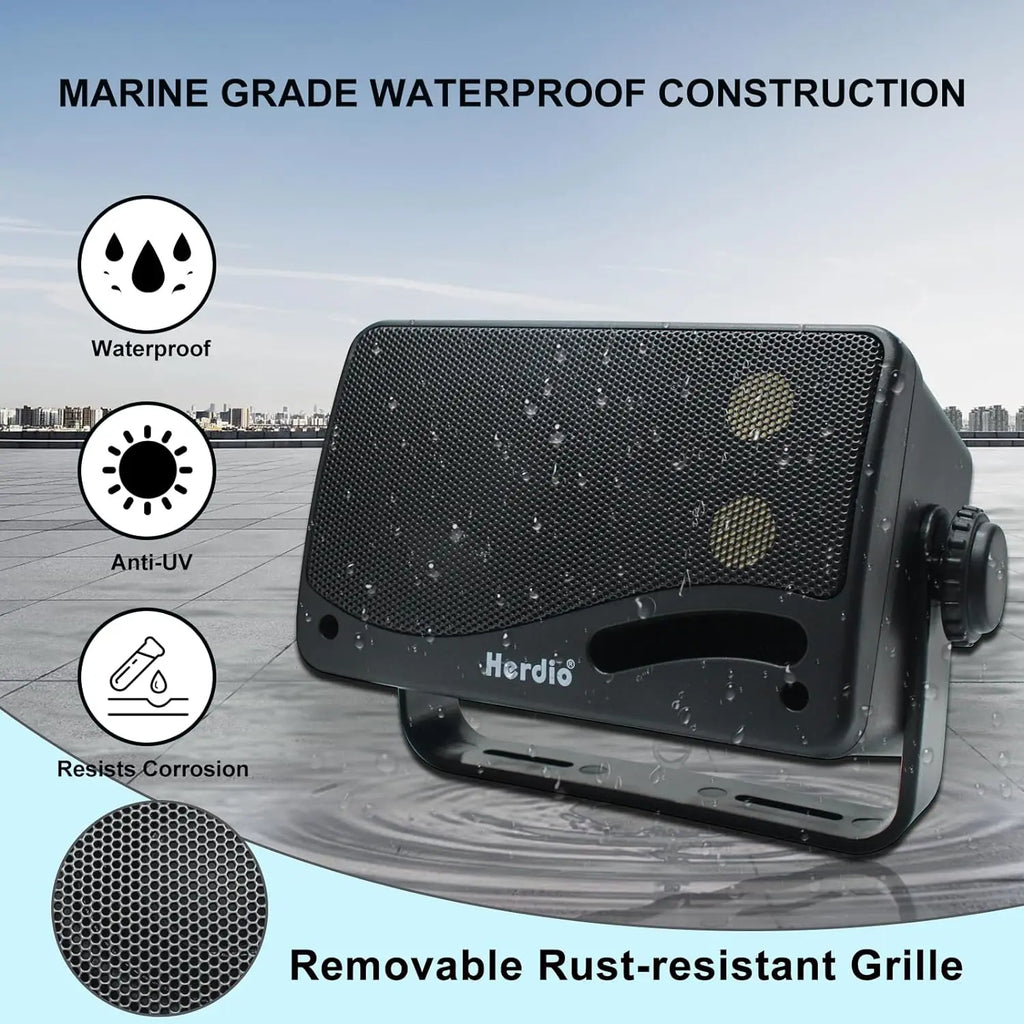 Herdio 3.5inch Outdoor Speaker 200W Waterproof Wall Mount Speakers HiFi Passive Wired 3 Way Premium Mountable Speake Black