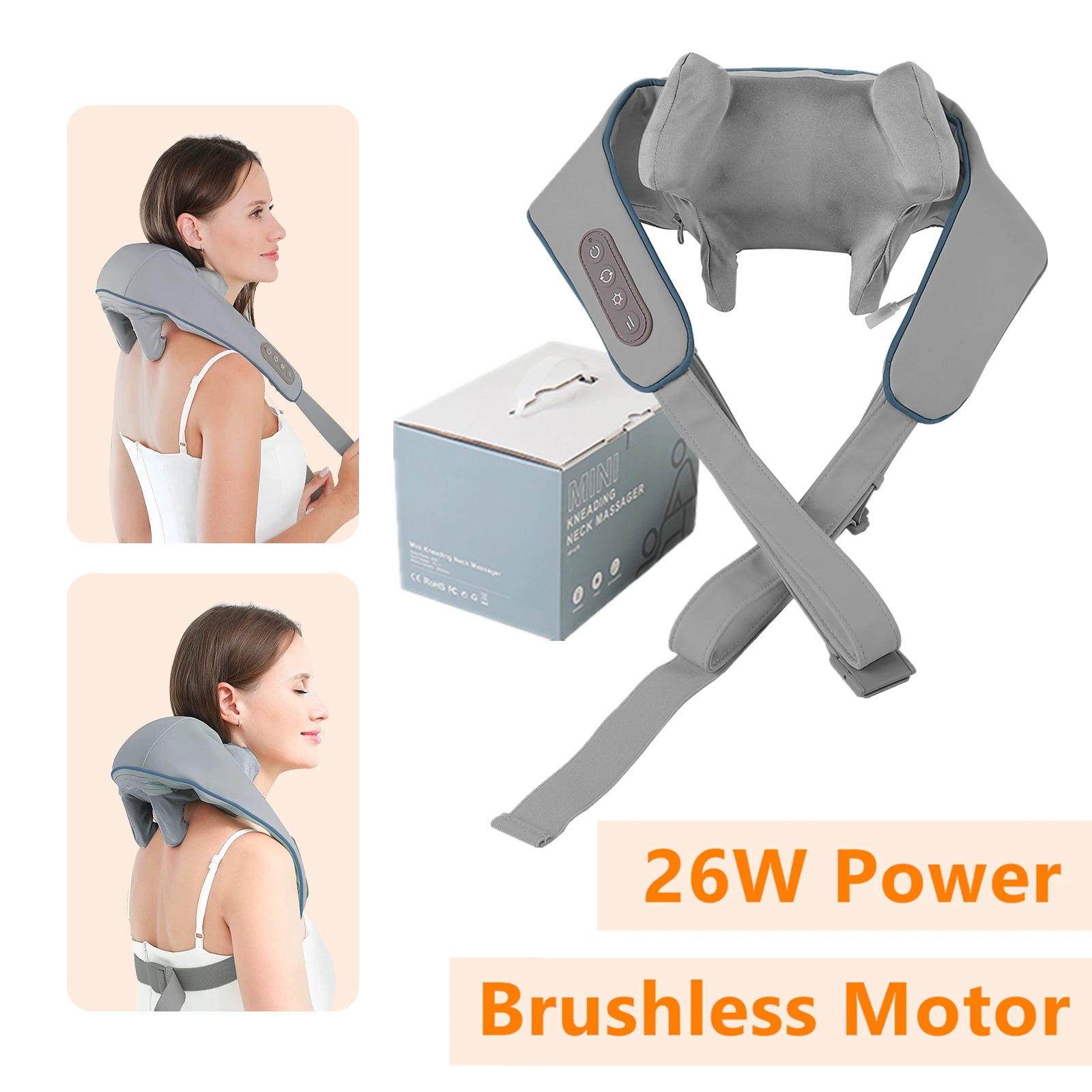 Electric Neck and Shoulder Massager - Rechargeable Deep Tissue Shawl Back Massage Instrument Tidesmit