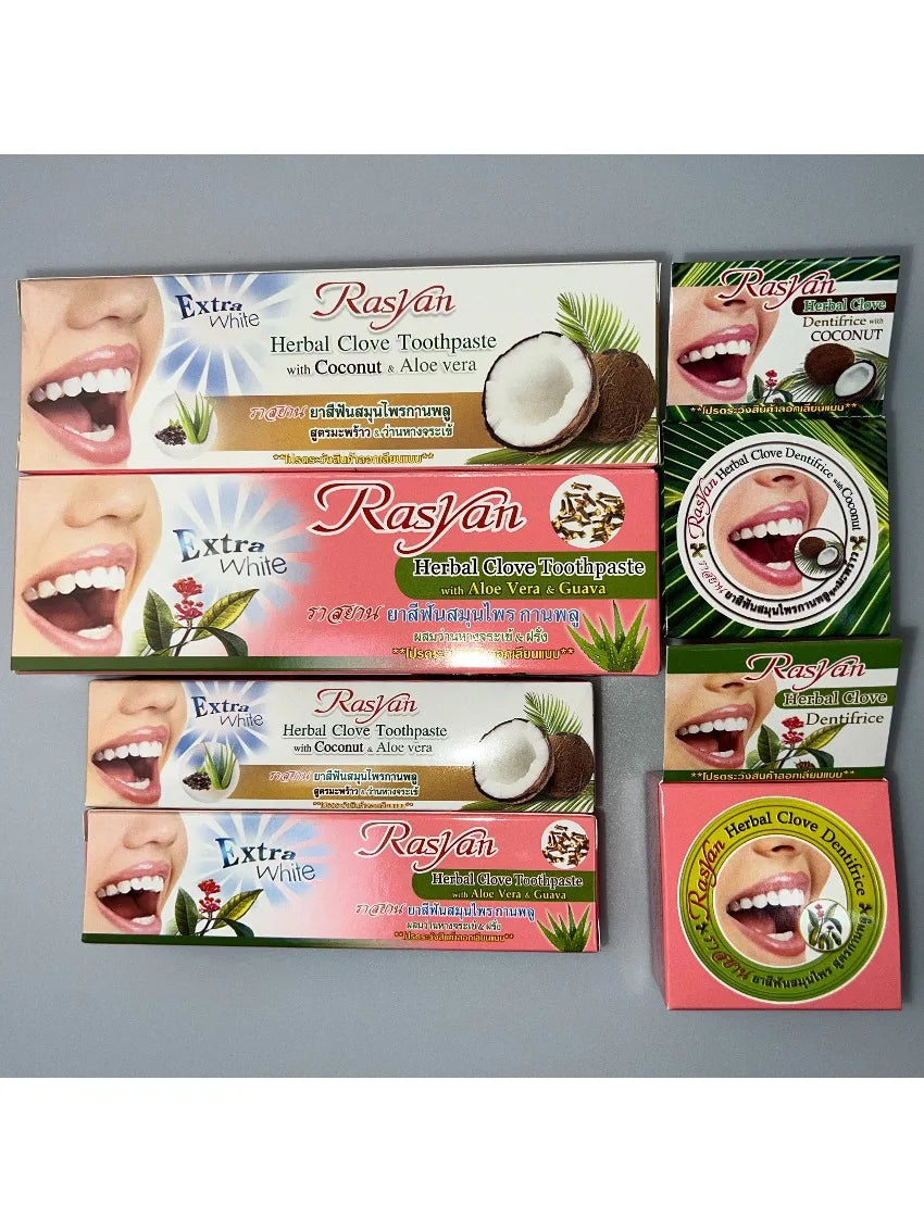 Tidesmit Rasyan herbal teeth whitening powder and clove toothpaste set for removing yellow stains and bad breath
