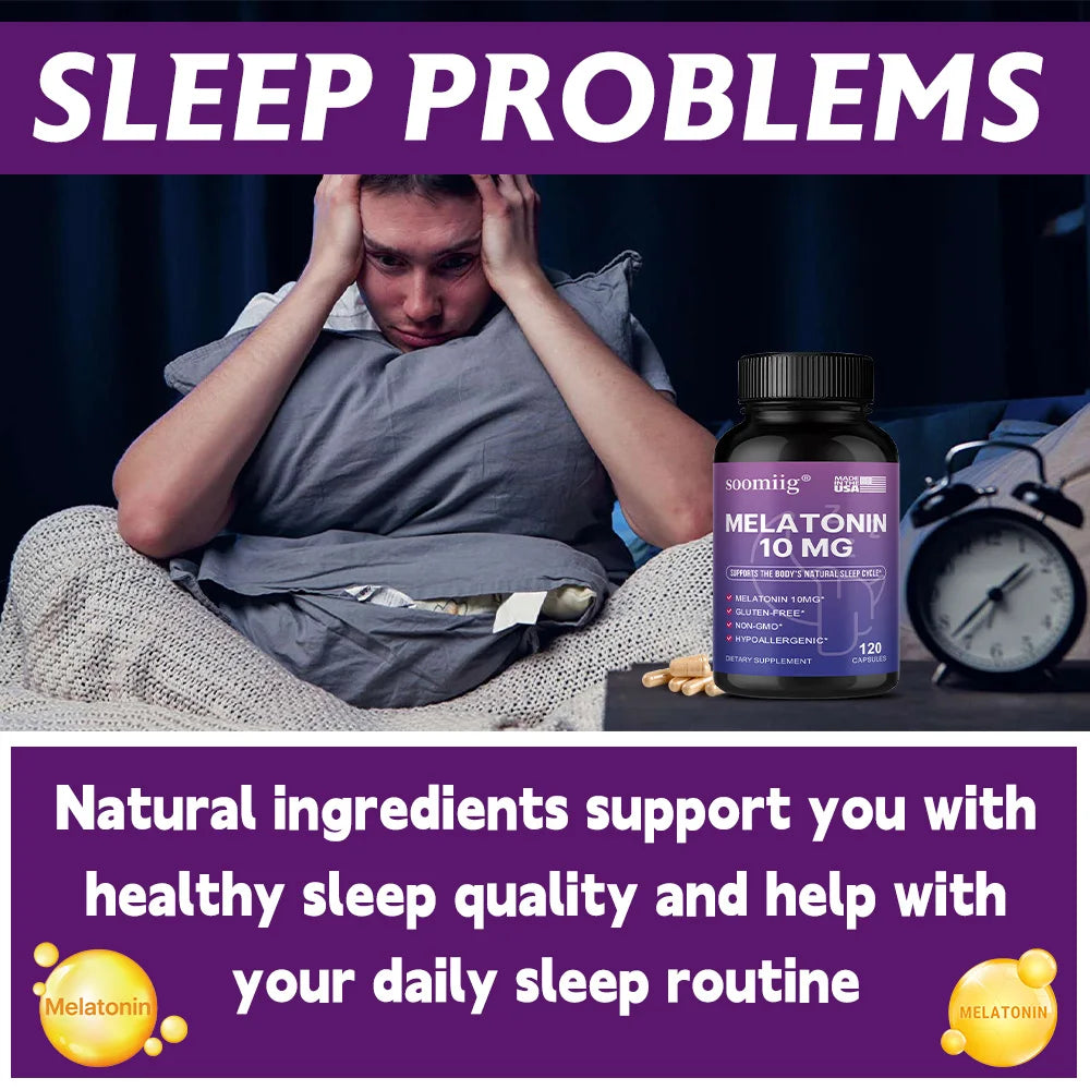Melatonin 10mg Gummies & Capsules 30/60/120pcs -  Fall Asleep Naturally, Fight Insomnia, Support Immunity & Improve Rest Quality