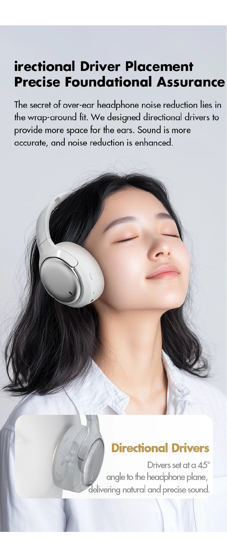 Wireless Noise Cancelling Headphones Over-Ear - Studio Audio White Tidesmit
