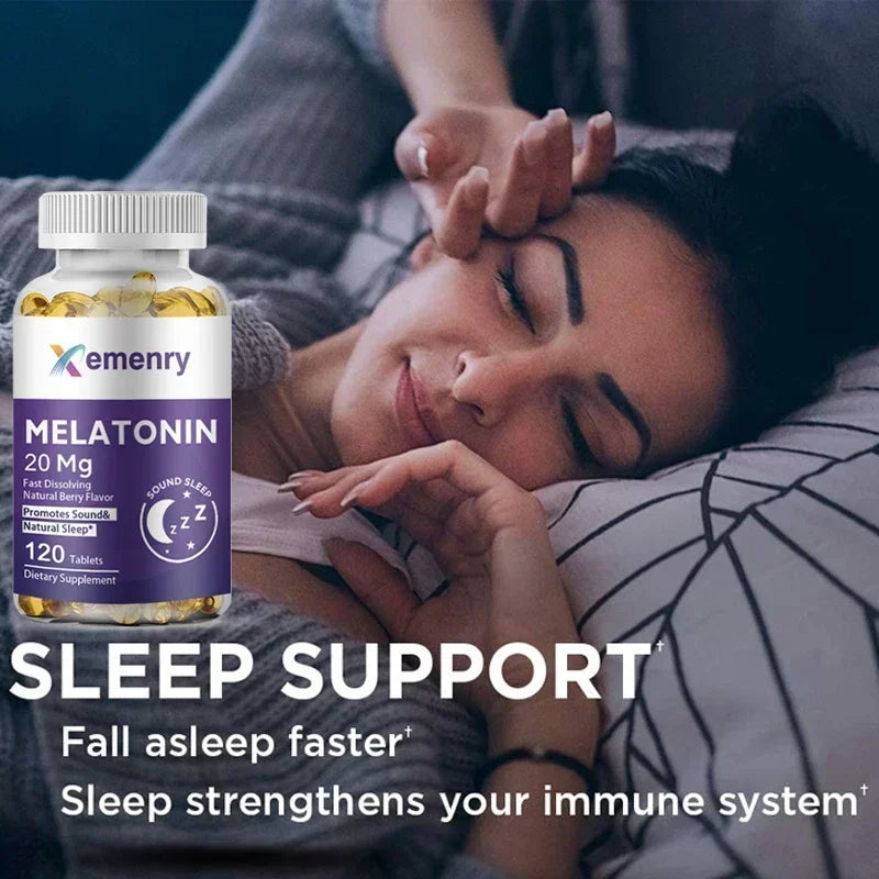 Melatonin Capsules - Sleep Dietary Supplement, to Promote Sleep Quality, Help Deep Sleep