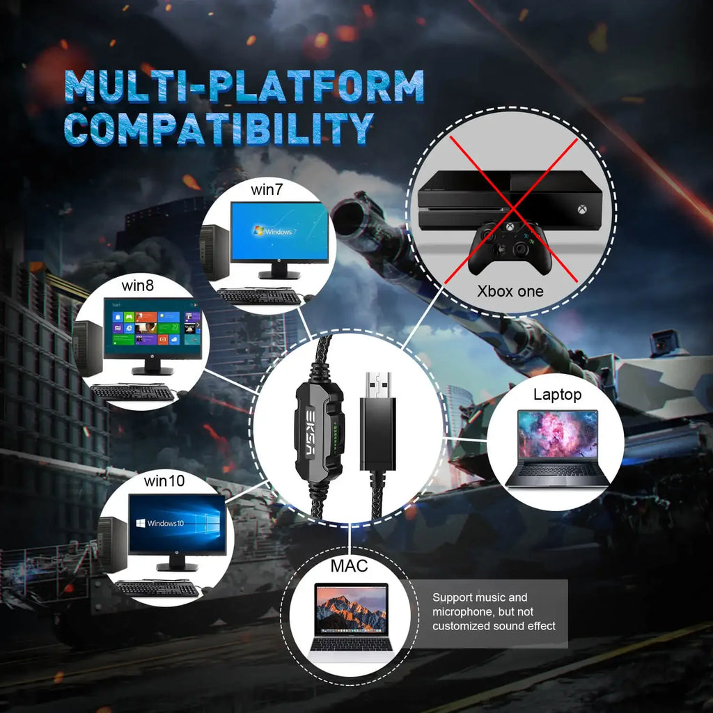Tidesmit E1000 Gaming Headset with 7.1 Surround Sound - Wired Tidesmit