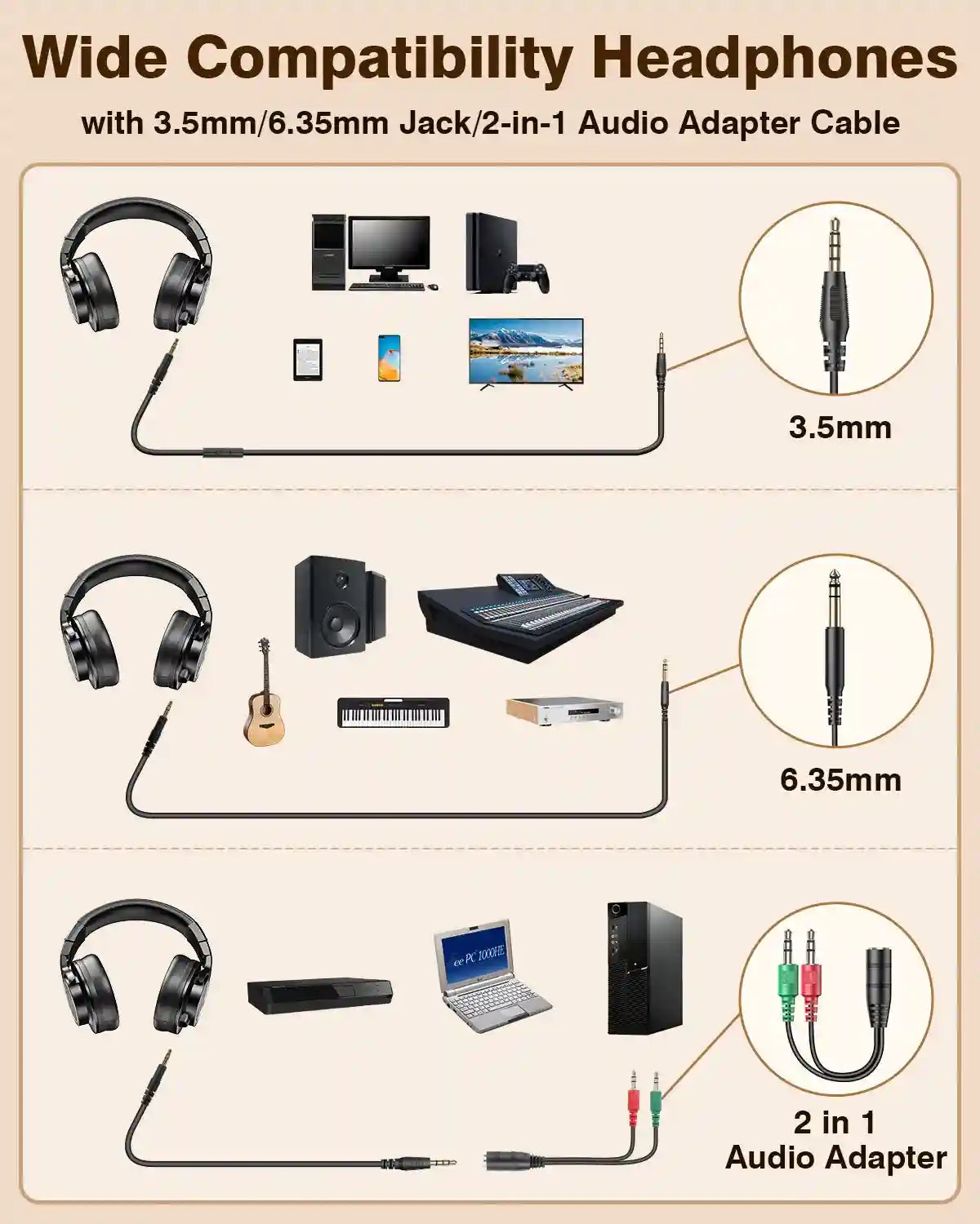 Wired Studio Headphones - Hi-Res Audio Monitoring for Producers Tidesmit