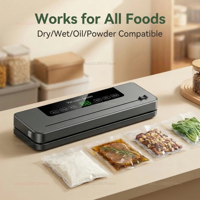 Vacuum Sealer Machine for Dry and Wet Food Food Storage Sealing with Built-in Cutter UV Kitchen Food Vacuum Packaging Machine
