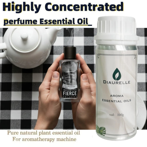 Diaurelle Fierce essential oil in a clear bottle, ideal for wellness and home aromatherapy fragrance.