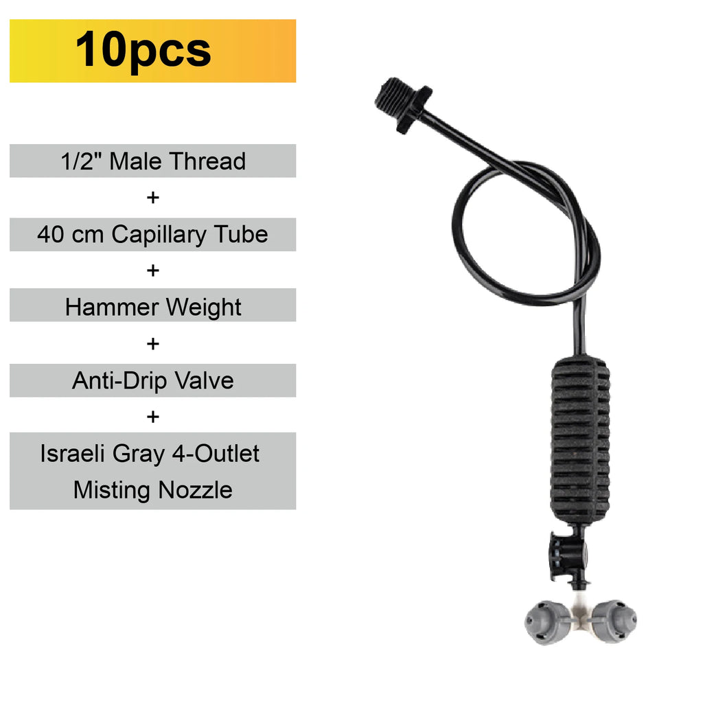 Inverted Micro Sprinkler Nozzle Set 360 Rotating Misting Spray Irrigation Sprayer Cooling Dust Garden Greenhouse