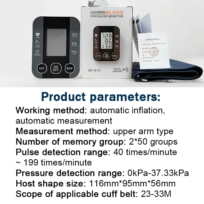 English Voice Digital LCD Tensiometers Blood Pressure Monitor Heart rate Meter Large Cuff Sphygmomanometer Portable Tonometer