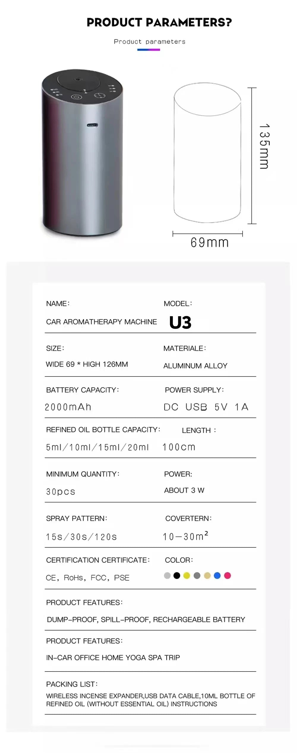 Waterless Aroma Essence Vaporizer Diffuser Nebulizer Room Fragrance Aromatherapy Diffuser Pure Essential Oils For Home