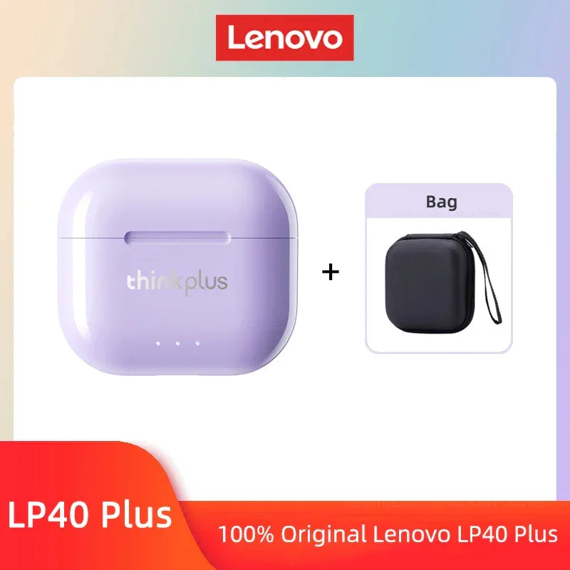 Lenovo LP40 II TWS Wireless Bluetooth Earphones by Tidesmit Purple Bag Tidesmit