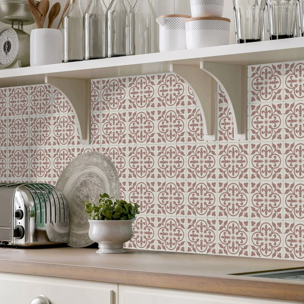15x15cm Moroccan Style Peel and Stick Tile Stickers, Self Adhesive Waterproof Wall Decor for Kitchen Bathroom (ART Series)