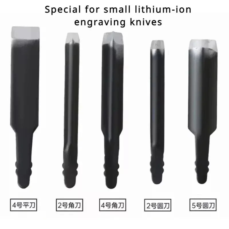 Small lithium-ion engraving knife blade set, 5 assorted chisel tips