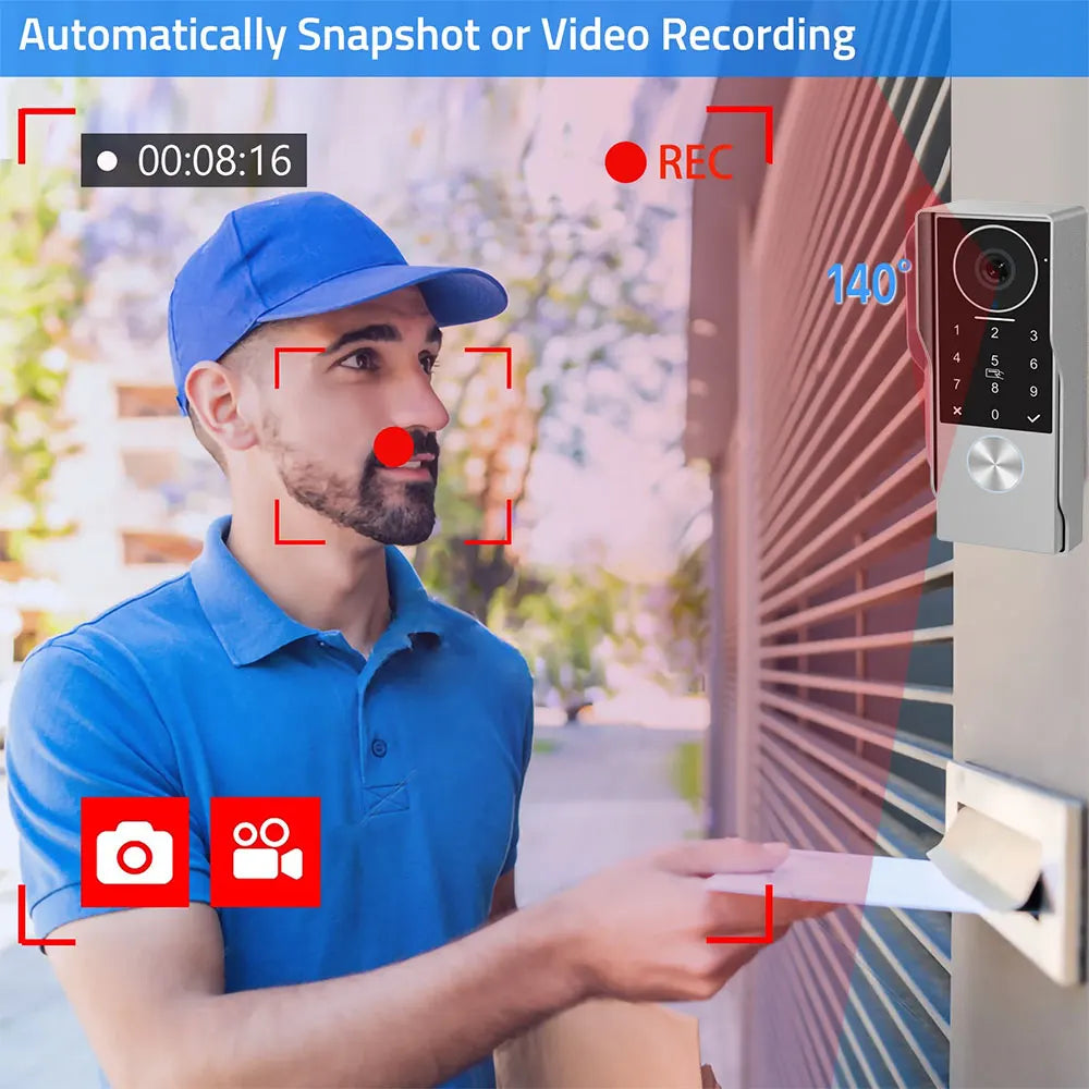 2-Wire TUYA Smart Video intercom doorbell 1080P Waterproof Camera 5G Wifi 7/10inch Touch Screen Support Password Inductive Card