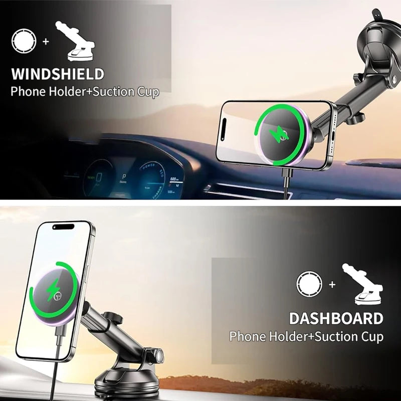 Magnetic Wireless Car Charger | Qi Certified 15W Fast Charge Black Tidesmit