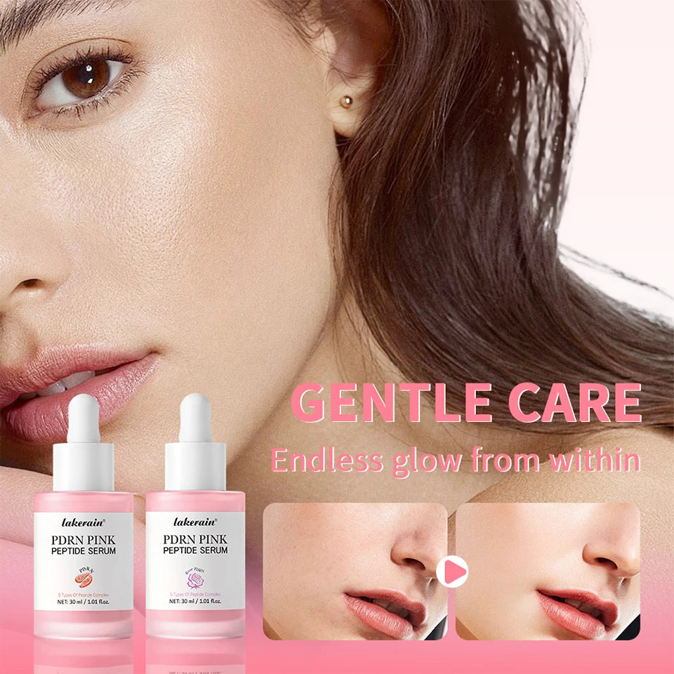 2Pcs Korean Glass Glow Skin Set, Salmon DNA PDRN Pink Peptide Serum With Niacinamide Milky Toner, Hydrating Soothing Firming Kit