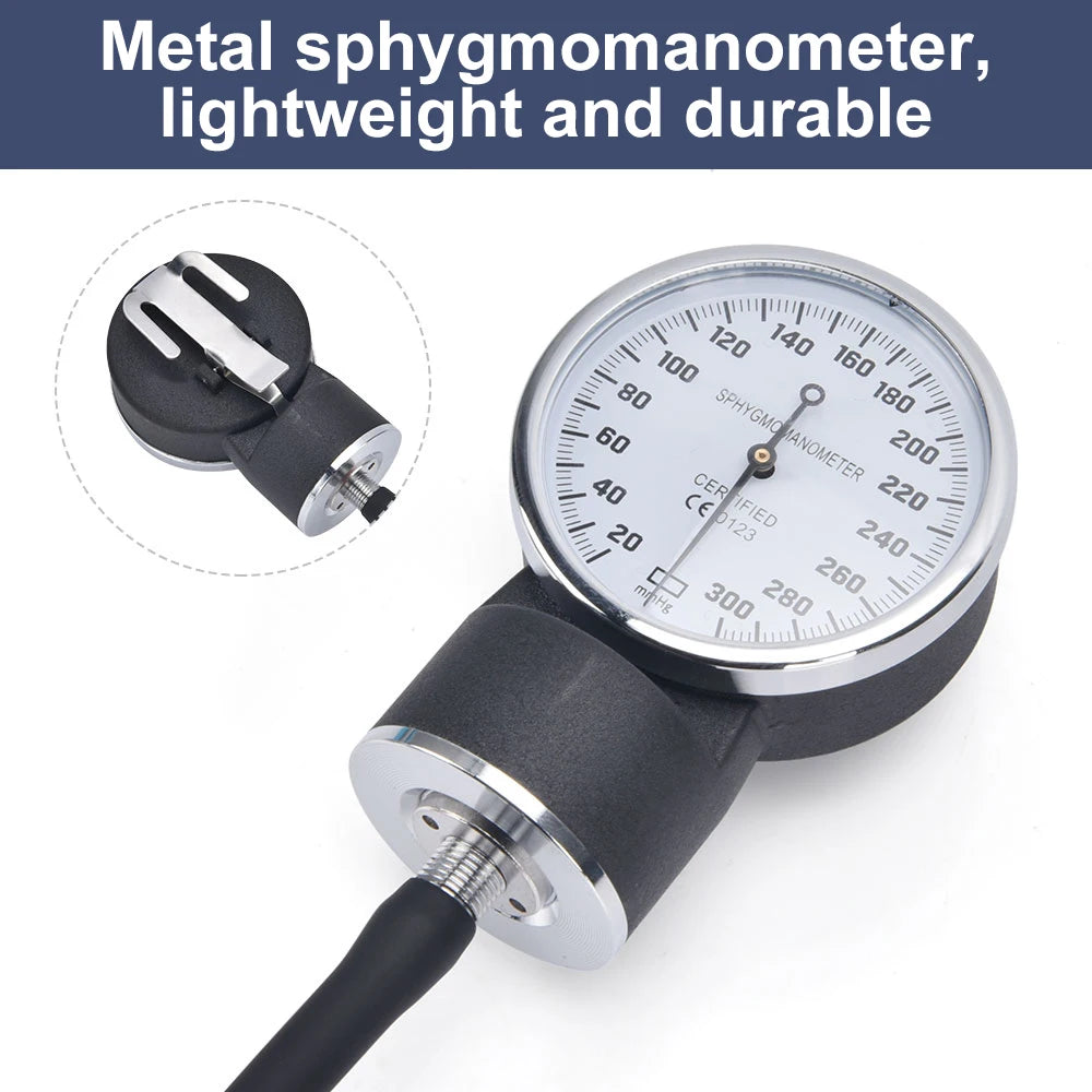 JUSTLANG Manual Blood Pressure Monitor BP Upper Arm Sphygmomanometer  Aneroid Baumanometer Stethoscope with Zipper Bag for Adult