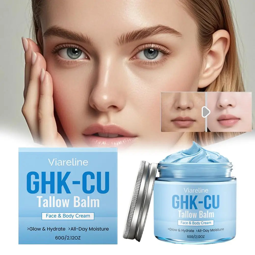 Natural GHK CU Copper Peptide Tallow Balm Blue Cream Deep Hydrating Brightening Moisturizer For Face And Body Dry Sensitive