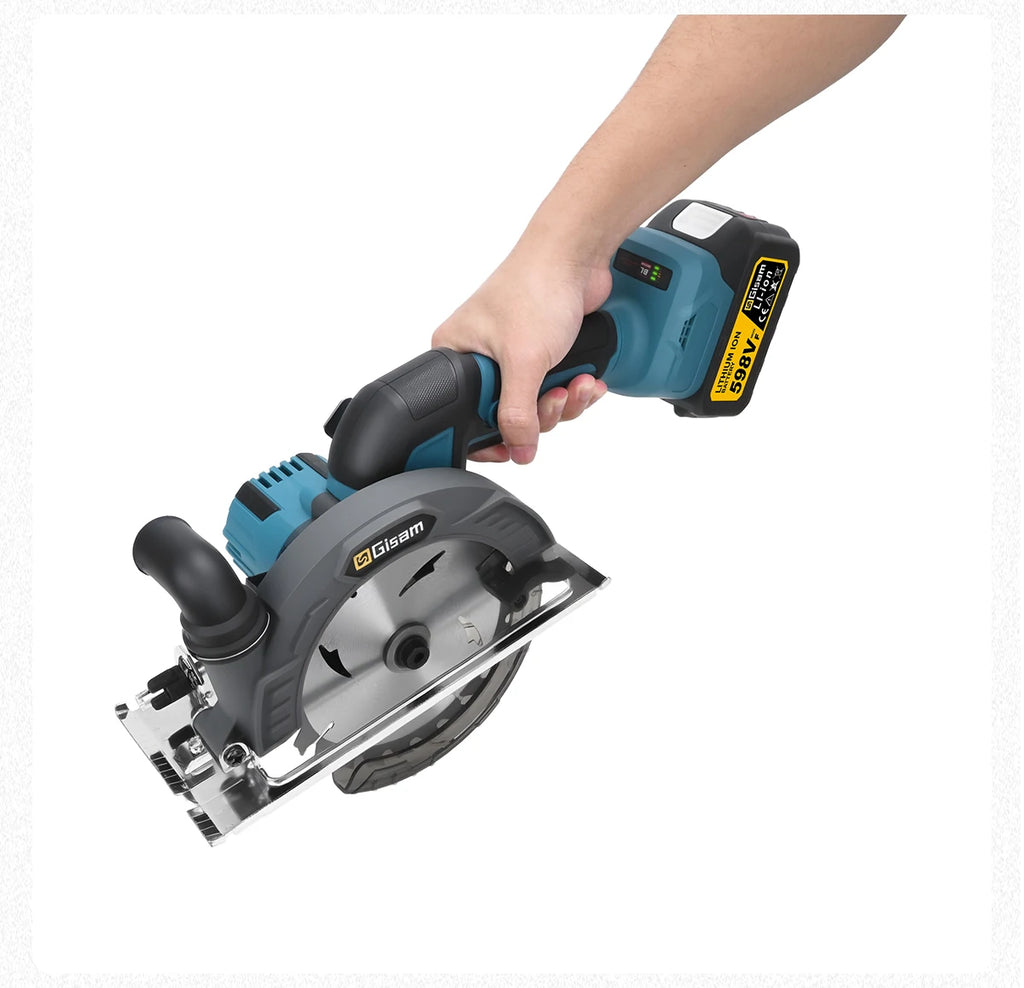 Gisam 165mm 10000RPM Brushless Electric Circular Saw Cordless Adjustbale Angle Woodworking Power Tool For Makita 18v Battey Pins