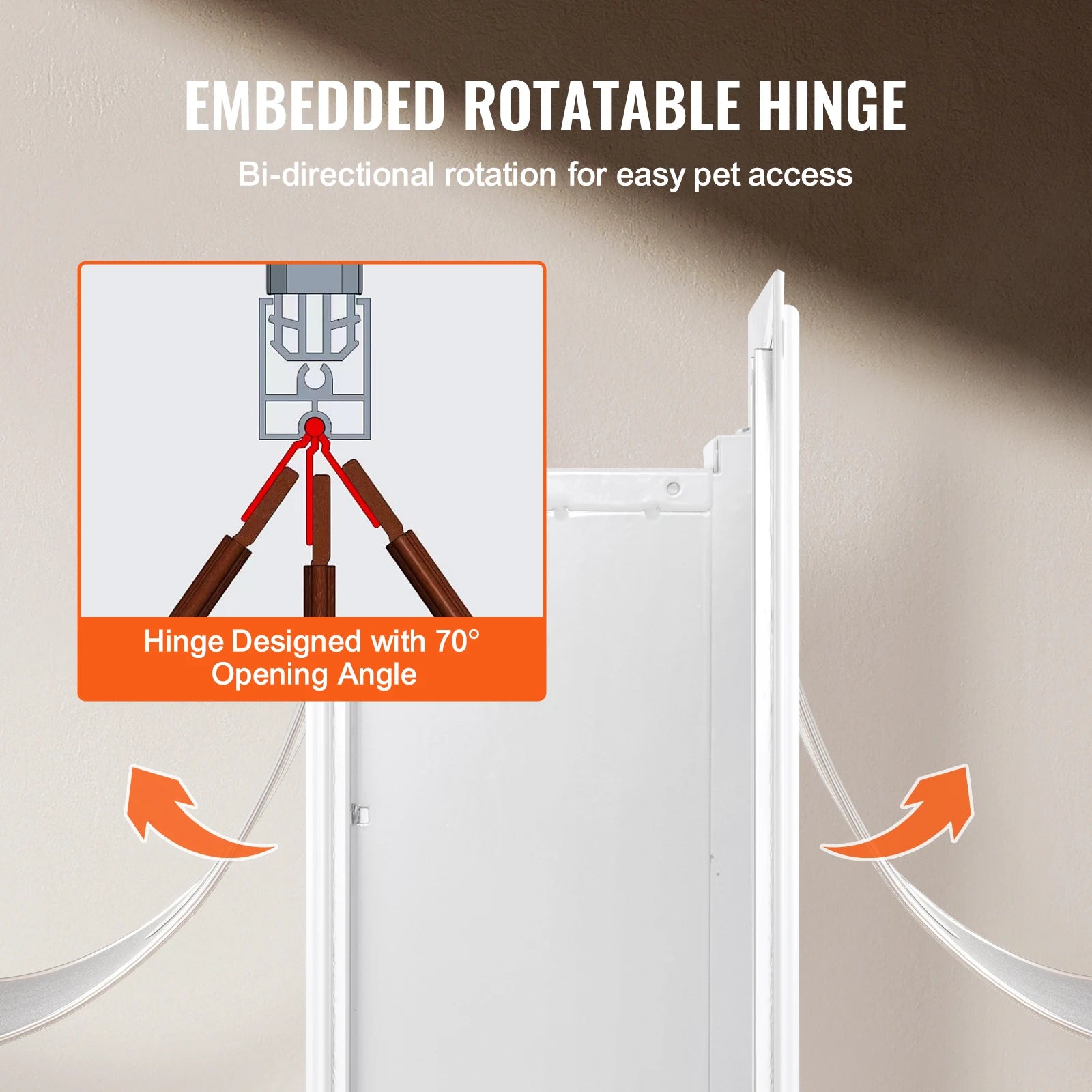 SucceBuy weatherproof metal pet door with 3-flap system and rotatable hinge for easy access.
