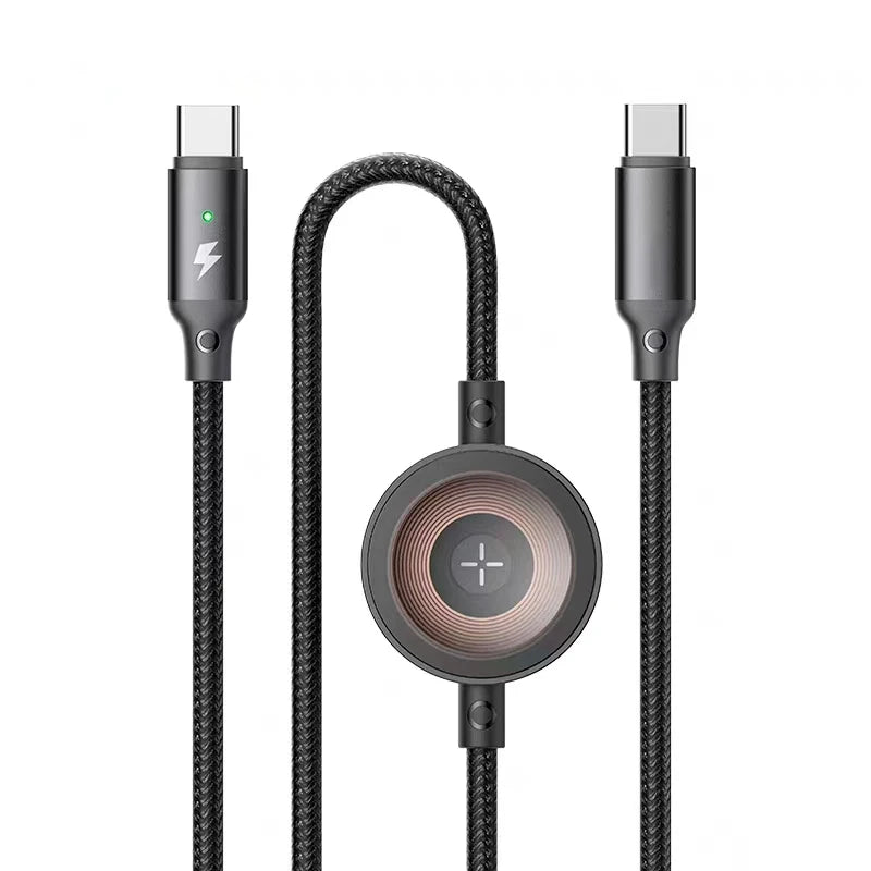 2-in-1 Apple Watch Wireless Charger - Fast Qi Certified Charging Cable 1.2m Black Tidesmit