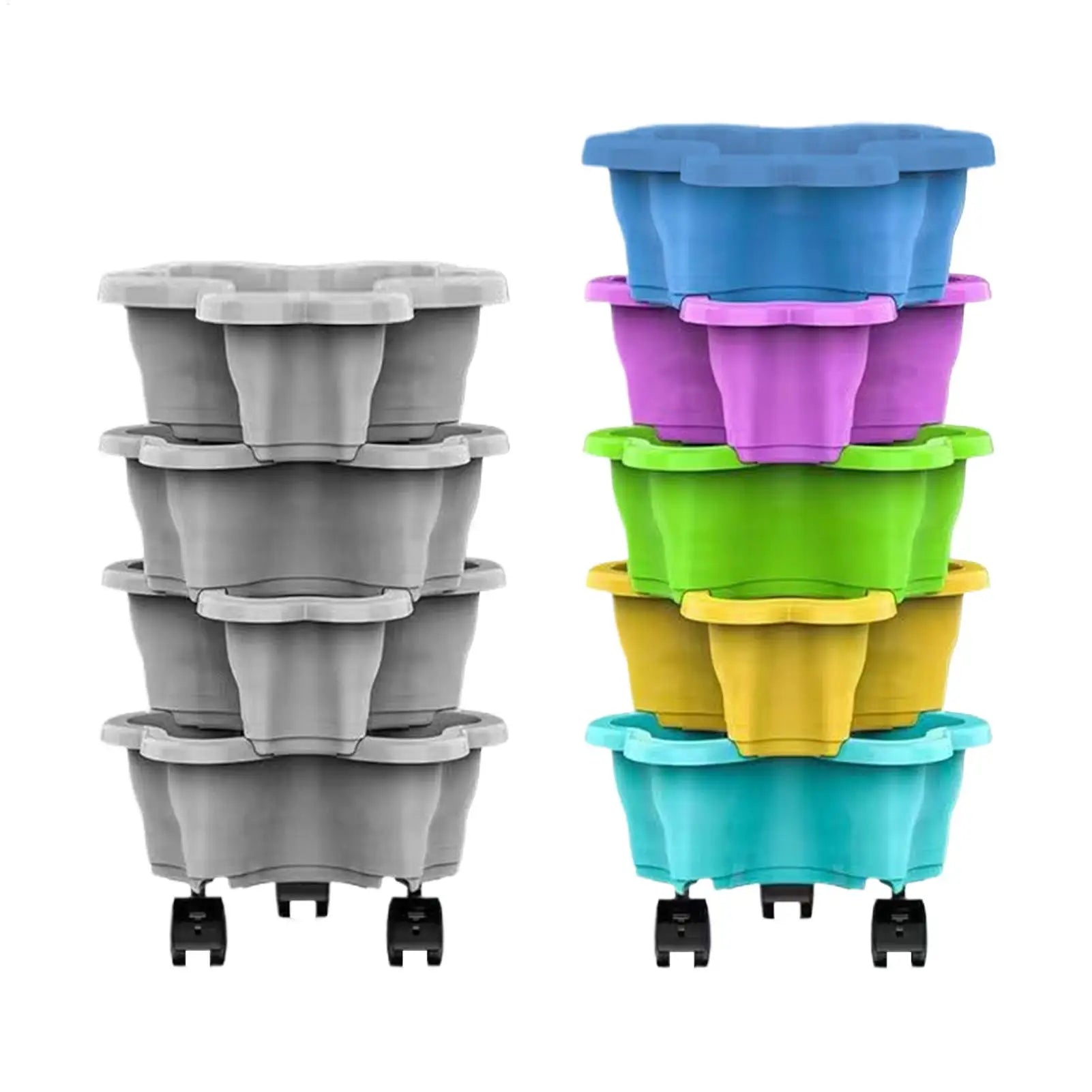 4/5 Tiers Flowerpot Vertical Tower, Stackable Flowerpot Multi-Layer Plastic Flower Pot for Garden Strawberry Tarts Potato Tarts