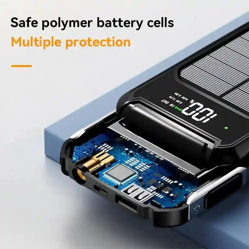 Solar Power Bank 200000mAh with Built-in Cables | Tidesmit Tidesmit