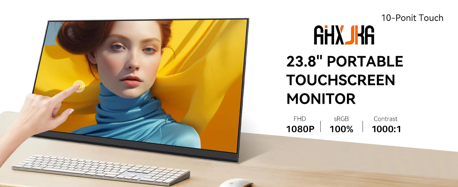 23.8” 120Hz Touchscreen Computer IPS 100%sRGB Display With Stand Portable Monitor For LaptopXBox Switch PS5 Gaming Extend Screen
