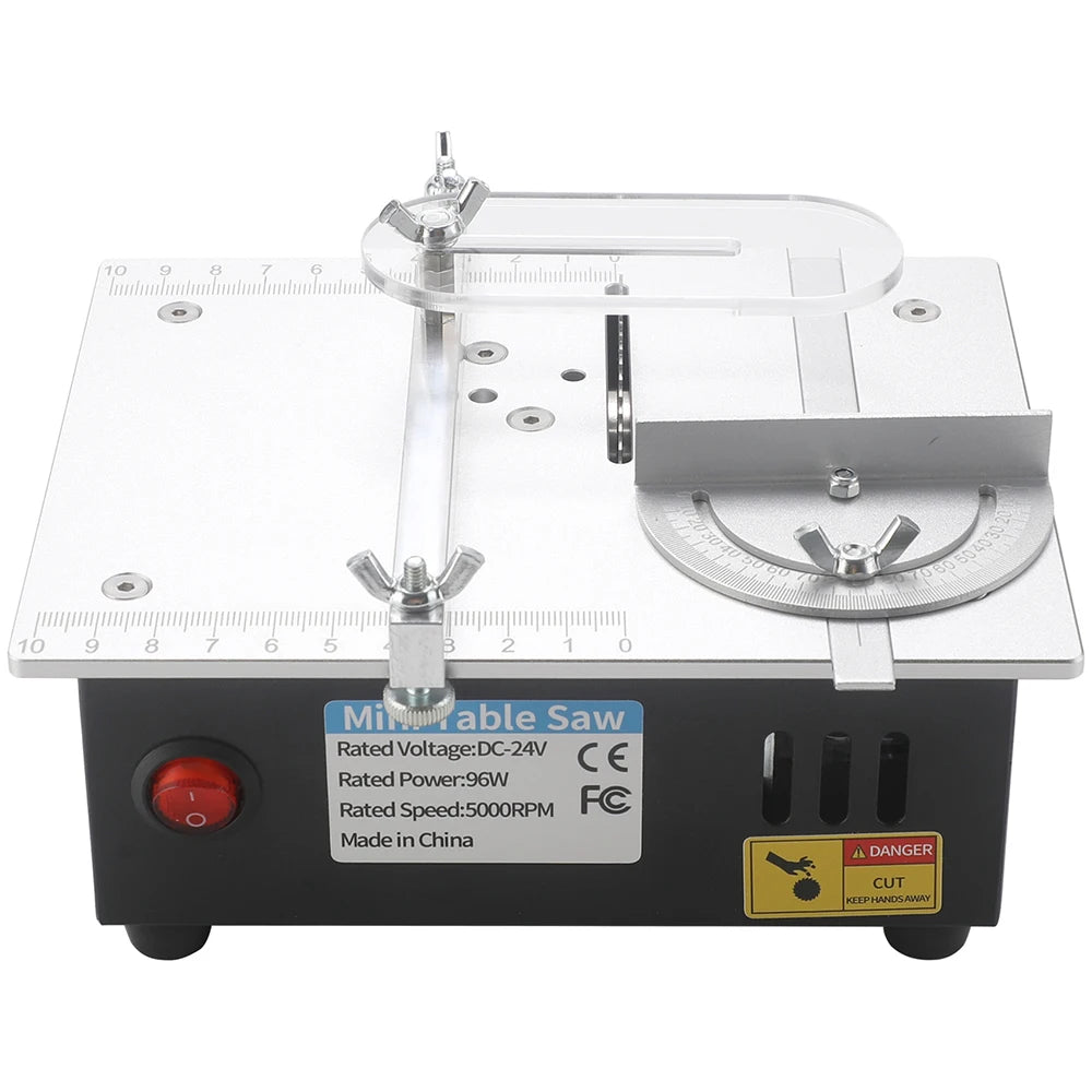 Podofo 96W 5000RPM Mini Circular Table Saw 2.5 Inch Multifunctional Desktop Electric Bench Saw Household DIY Woodworking Cutting Tool with 63mm Blade For PCB Substrate Acrylic Plate Copper Tube Model Craft Making