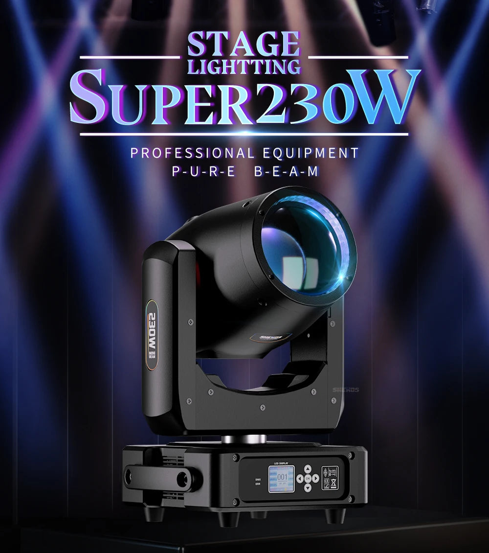 New Arrival SHEHDS 2PCS MINI 230W 7R Beam Bulb Moving Head Lighting Rainbow for Wedding Nightclub Theater Disco Performance
