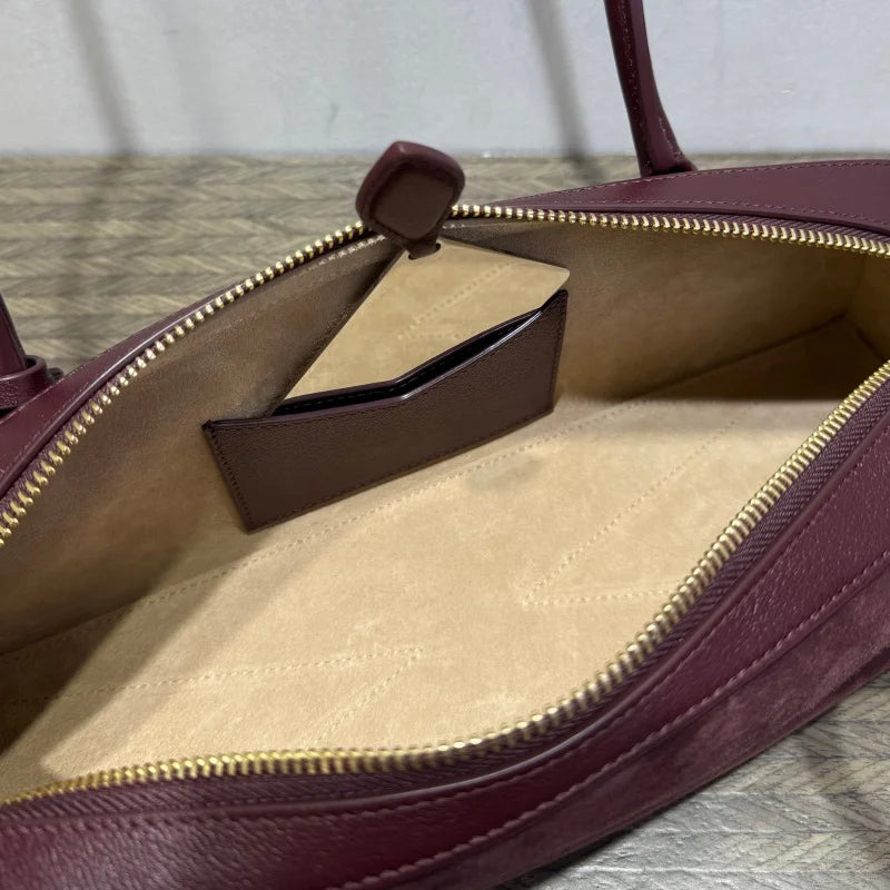 Ladies' luxurious high-quality genuine leather all steel hardware double-sided pull tab sausage handbag