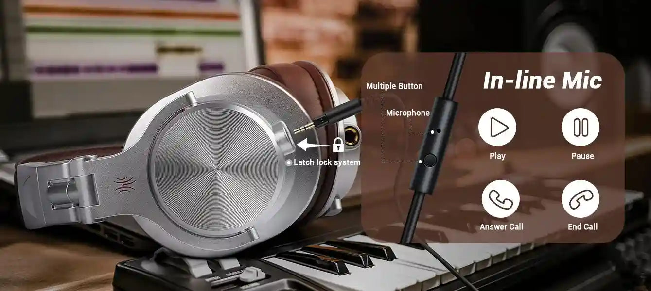 Wired Over-Ear Headphones with Mic - Studio Monitor Stereo Sound Tidesmit