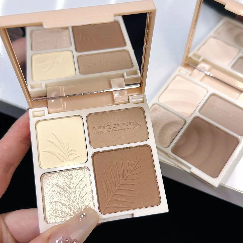 Tidesmit 4-color matte highlighter and contour palette shade swatch for 3D facial sculpting and brightening