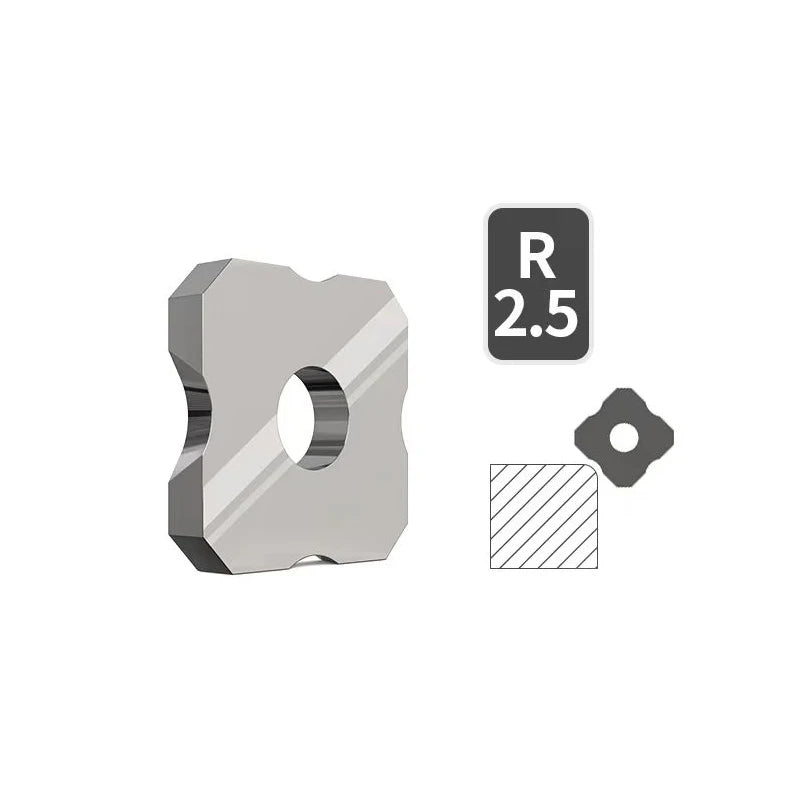 Radius blade insert shown as R2.5 with corner cutting shape diagram