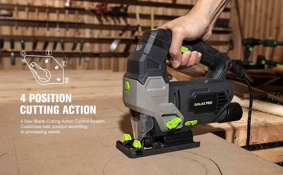 GALAX PRO Jig Saw 800W Powerful Motor Adjustable ±45° Cutting 3000 RPM Electric Saber Saw Wood Tool for Chainsaw DIY Woodworking