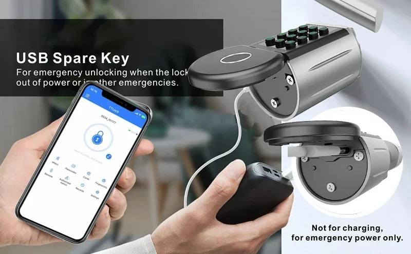 Biometric Fingerprint Door Lock with TTLock IP66 Waterproof Keyless Entry Smart Lock (Fingerprnt/IC Card/APP) High Security