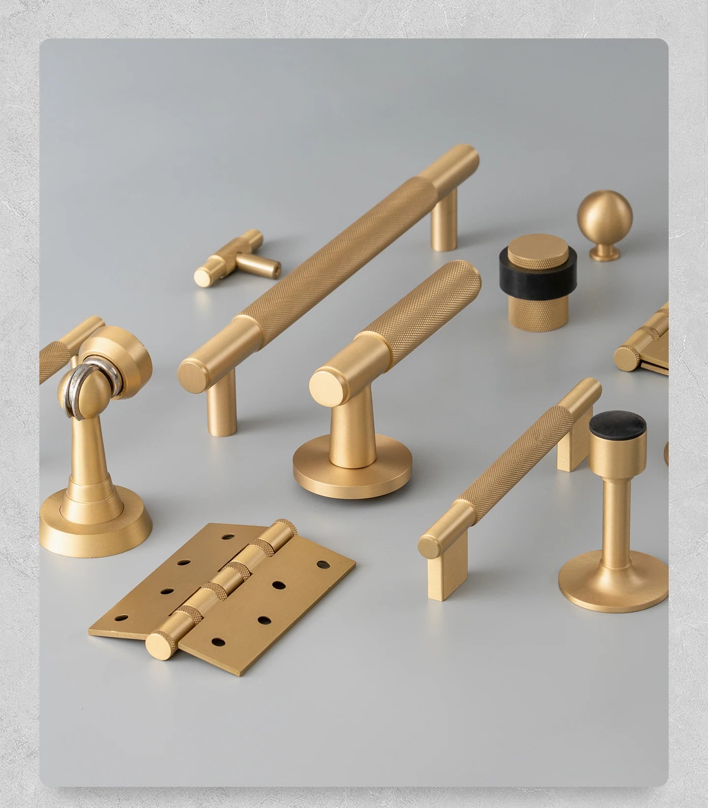 DOOROOM Brass Door Lock Set Modern Knurled Matte Brushed Copper Interior Door Lock Decorative Lock Privacy Lock Passage Lock